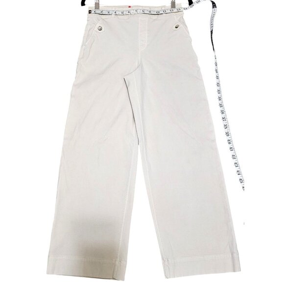 Spanx White Twill Crop Wide-Leg Cotton Blend High-Waist Pants M/M - Picture 15 of 16